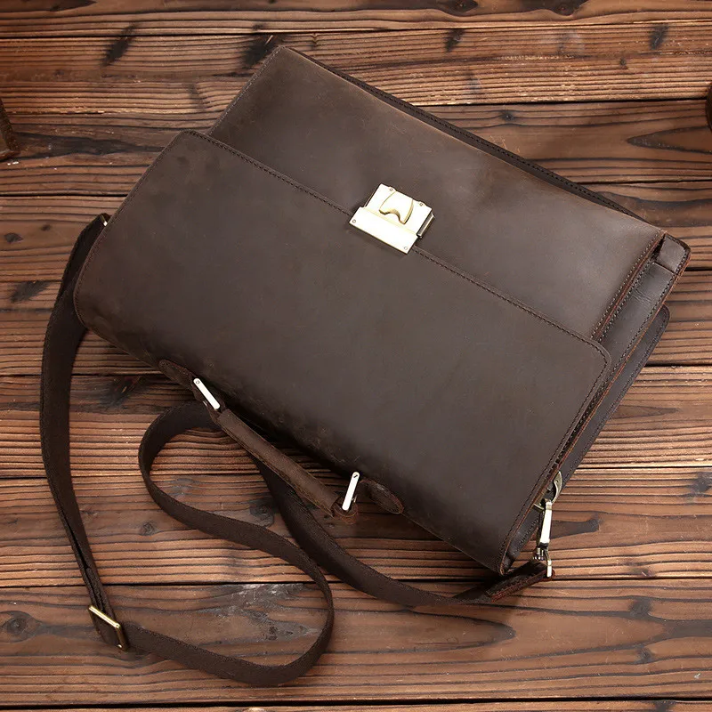 PNDME fashion vintage high quality genuine leather men's briefcase business simple cowhide anti-theft laptop messenger bags tote