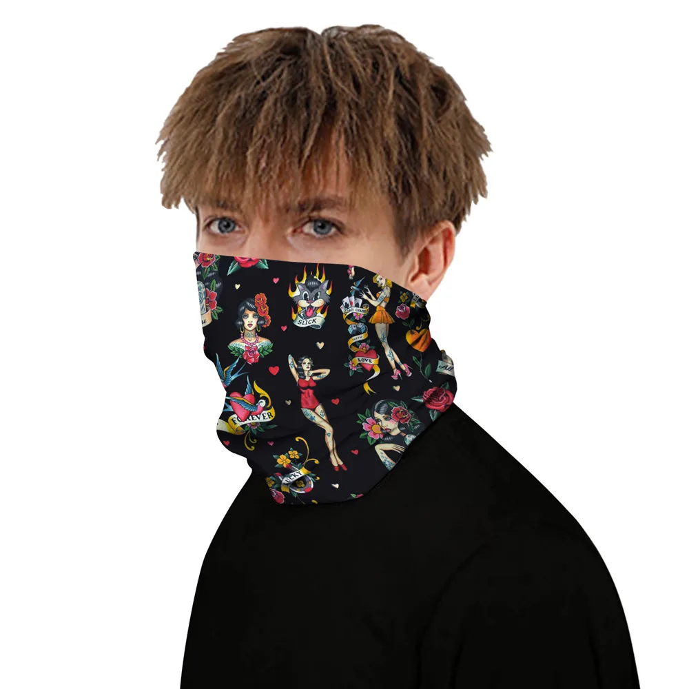 3d шарф в виде цветка черепа бандана для косплея на открытом воздухе Прямая