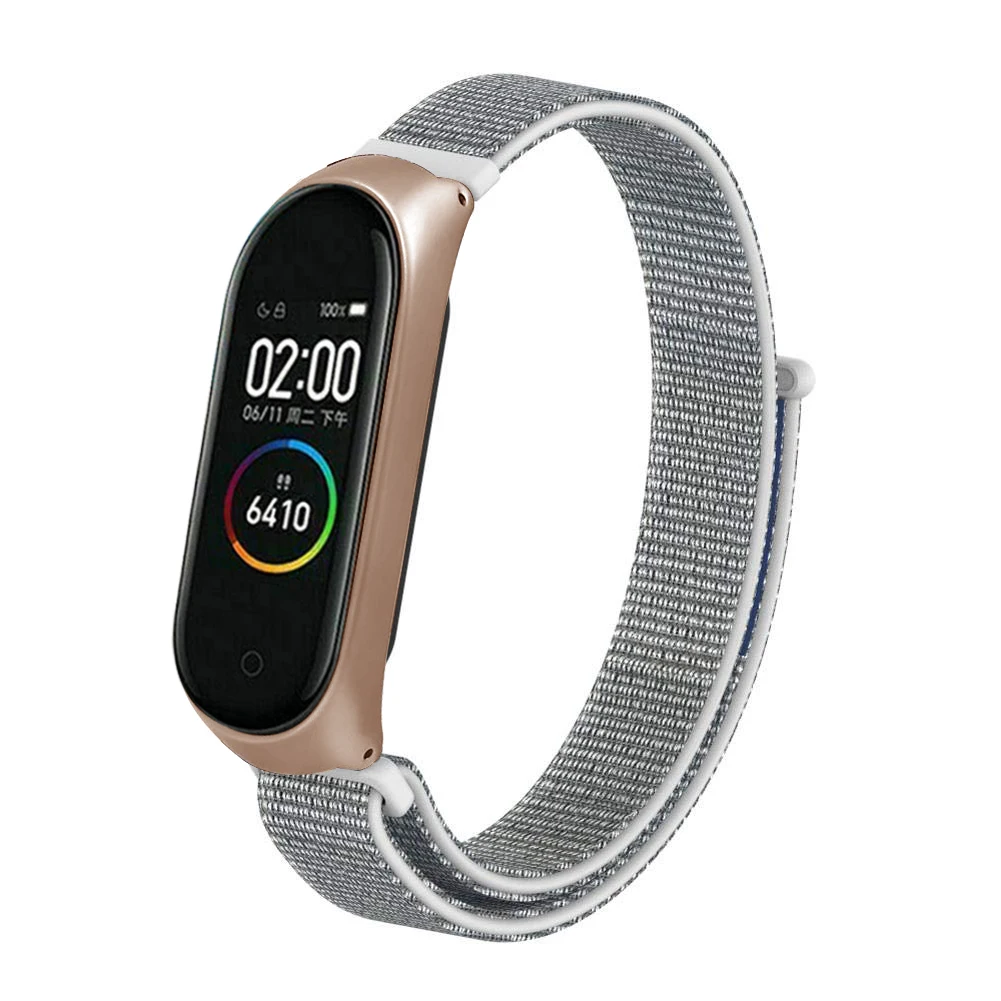 White Gold Смарт-браслет на запястье, ремешок для часов Xiaomi mi 3 4 mi Band 4 3, нейлоновый браслет, ремешок из нержавеющей стали - Цвет: White Gold