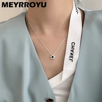 meyrroyu silver color retro fashion black flower pendant korean girl necklace all match jewelry accessories new arival 2022