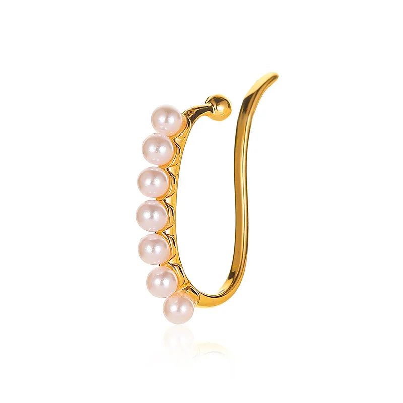 

new Vintage Pearl Ear Clip for women Korean-Style geometry Simple and All-match Copper Earrings fashion Ornament Wholesale