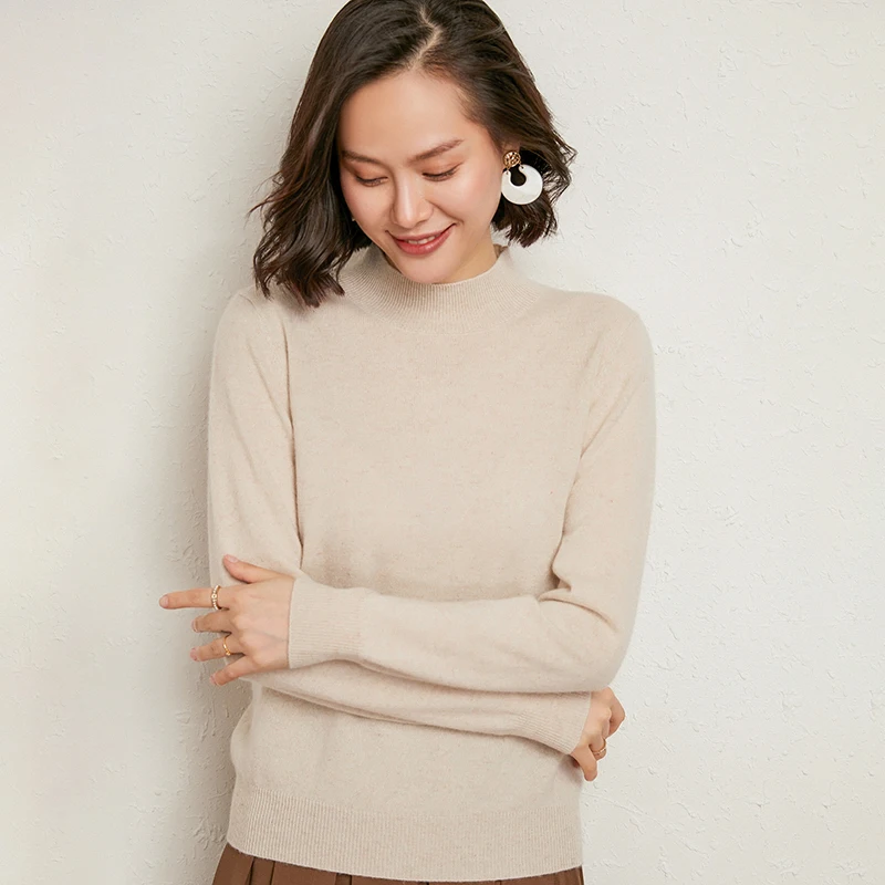 Женский свитер с воротником-стойкой GCAROL мягкий минималистичный базовый джемпер