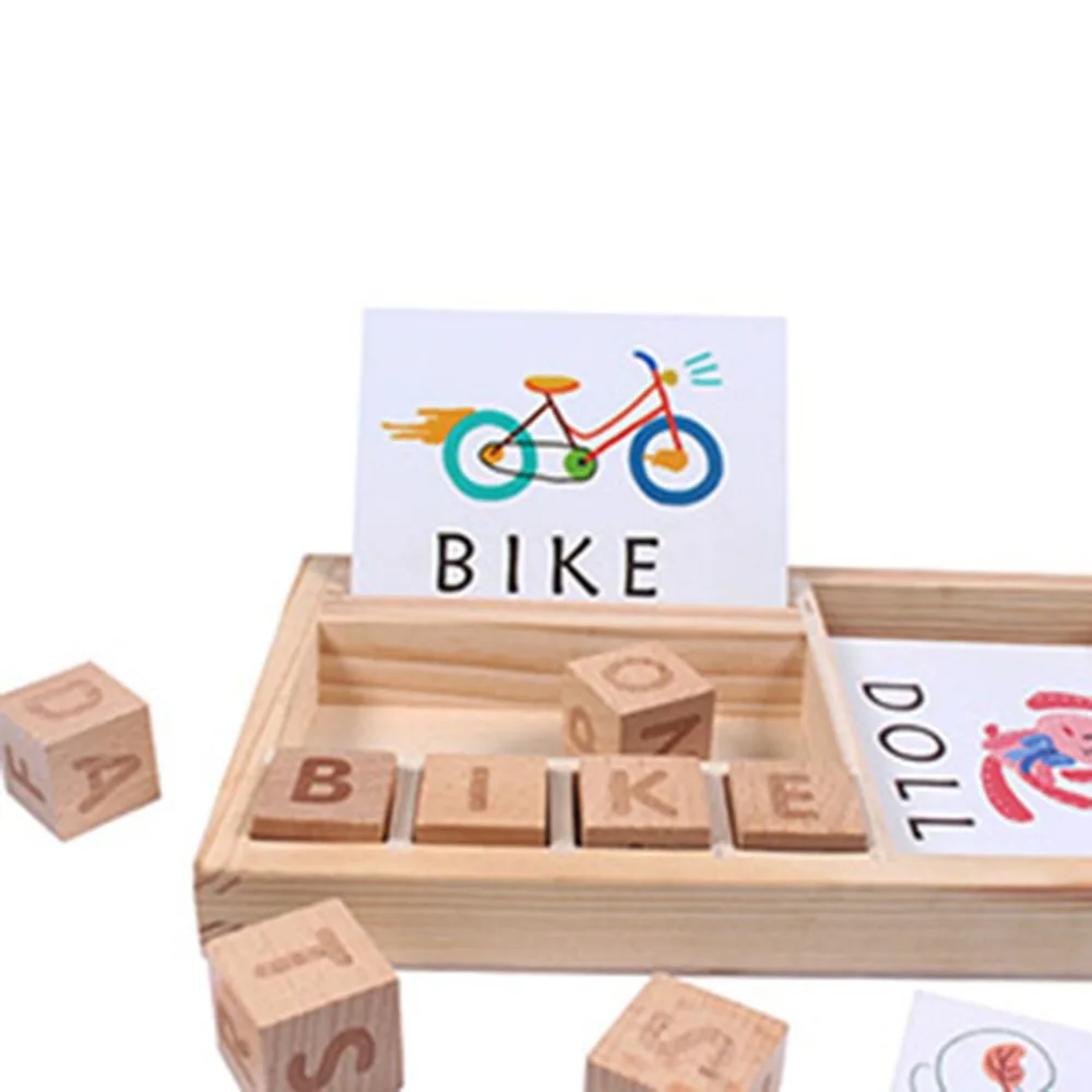 

Wood Cardboard Learning English Wooden Toys For Kids Children's Cognitive Puzzle Cards Montessori Learning & Education Toy New