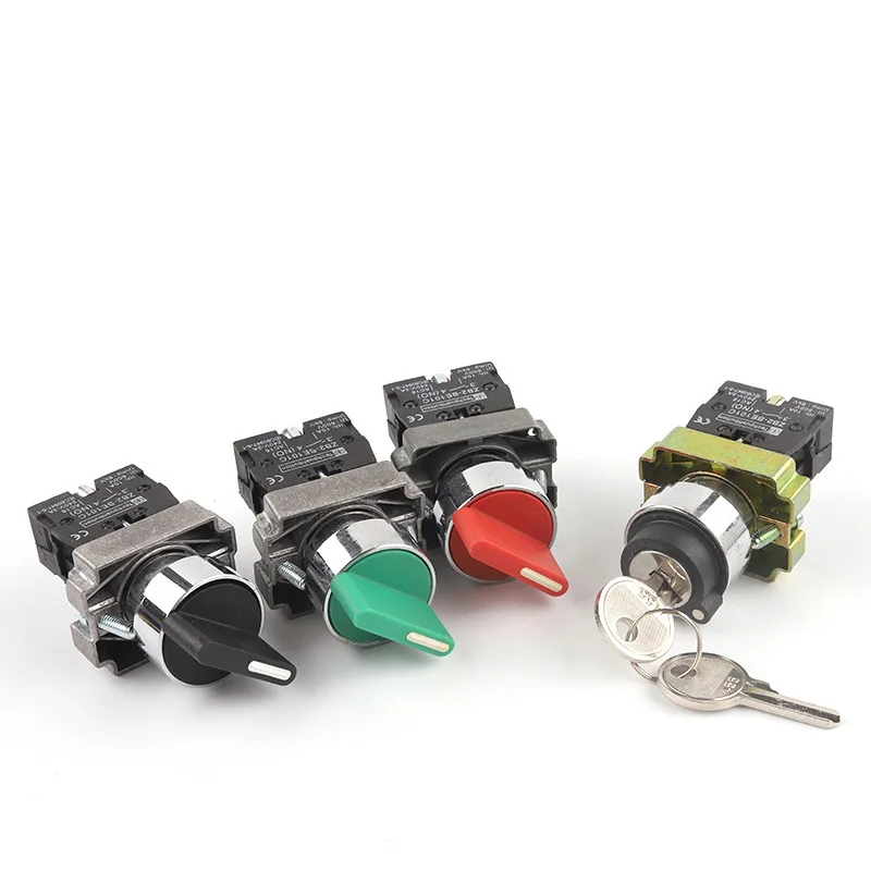

1PCS 22mm XB2 2/3 Position Knob Switch Self-Locking Start Power Rotate Switch Panel Mounted With Key