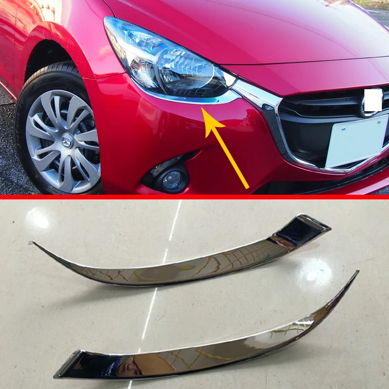 Для Mazda 2 Demio DJ DL 2015 2016 2017 ABS хромированный декоративный передний светильник