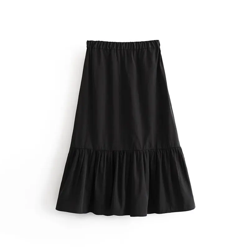 2019 женские модные базовые однотонные платья осенние гофр оборки Юбка faldas mujer
