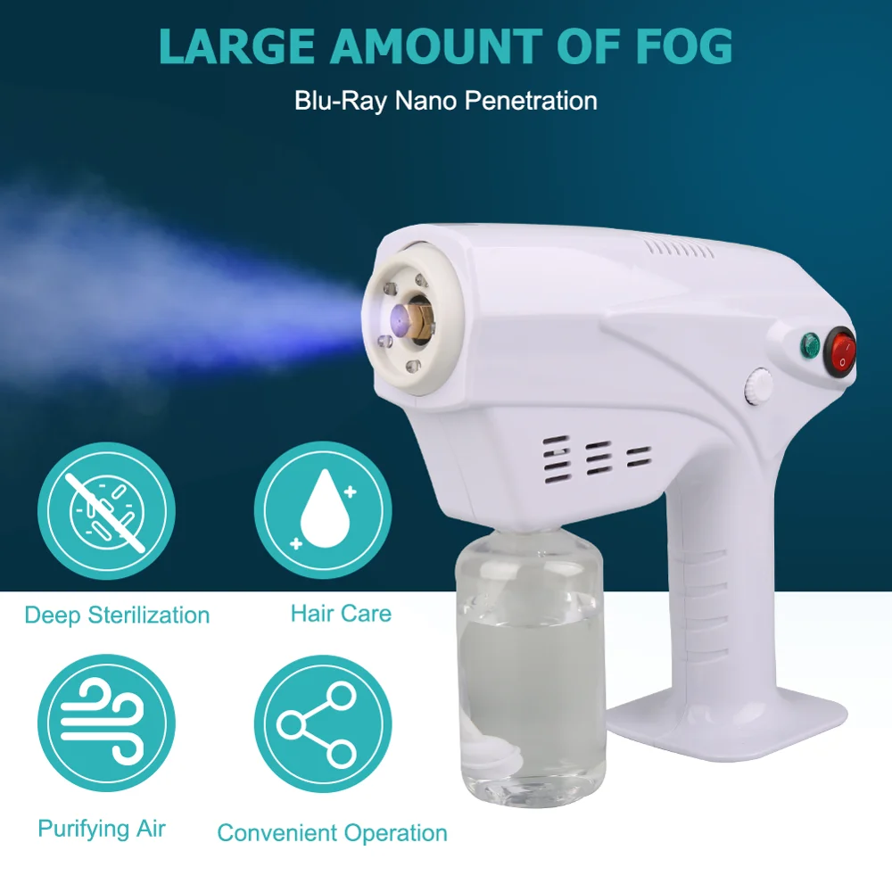 110 240 В Fogger машина нано распылитель дезинфекция синий луч паровой пистолет волос