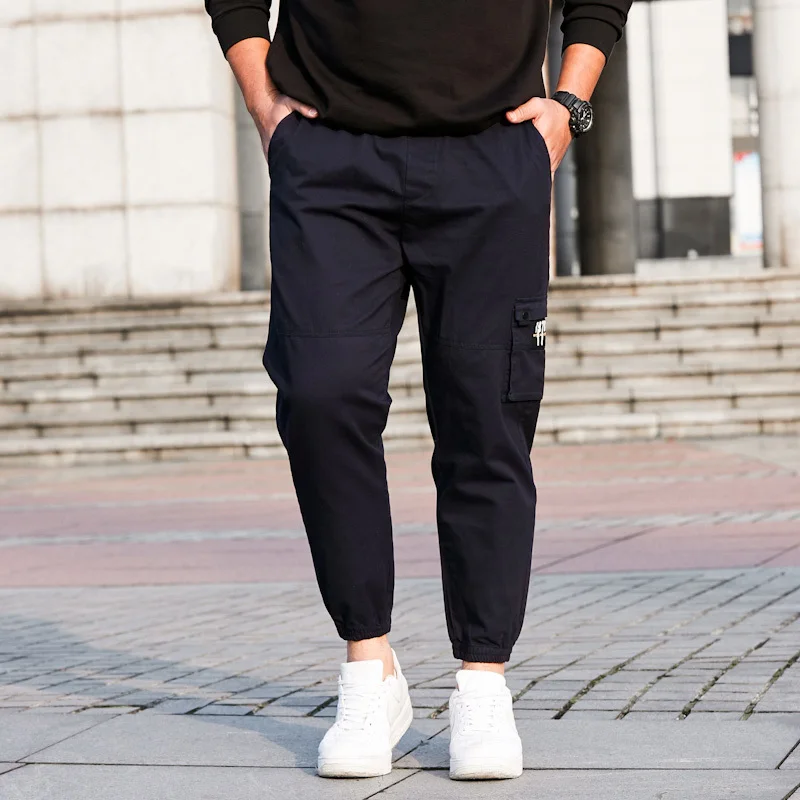 

Men Cargo Casual Plus Size Elastic Waist Multi Pocket Overall Cotton Pants Male Long Baggy Large Trouser 6xl 8XL