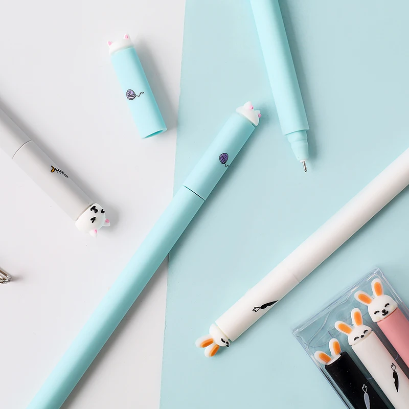 Гелевая ручка с милыми мультяшными животными черная 0 5 мм милый кролик котенок