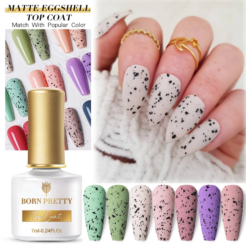 

BORN PRETTY Matte Eggshell Top Coat Gel With Any Color Gel DIY Design Soak Off Nail Art Manicure Top Coat Hybrid Semi Permanent