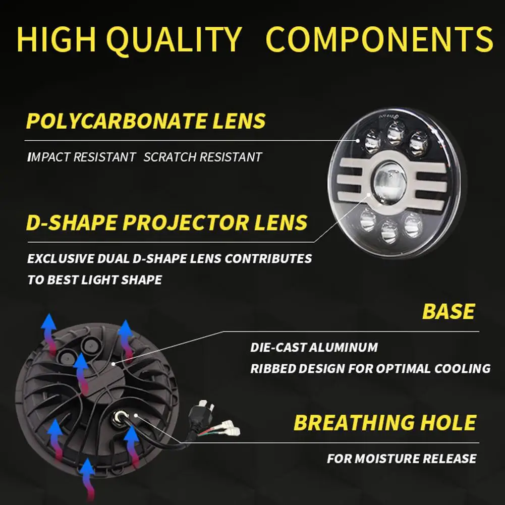 HiMISS 500 Вт лм 7 дюймовые светодиодсветодиодный желтые и белые галогенные фары
