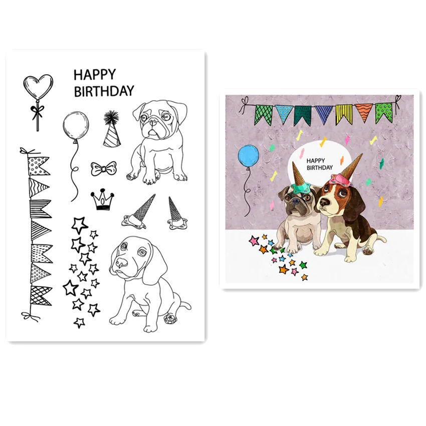 11x16 см с милой собачкой для дня рождения прозрачной силиконовой резины