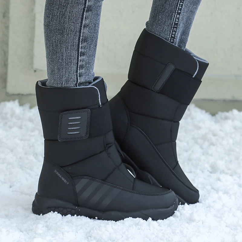 

Мужская зимняя защитная обувь, меховые удобные дышащие ботинки с защитой от ударов, мужские водонепроницаемые зимние рабочие ботинки для у...