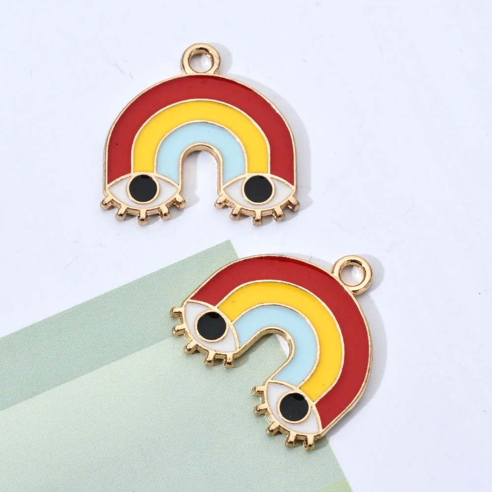 

10 Pcs/bag Alloy Charms Colorful Enamel Rainbow/moon Charm For Jewelry Making Necklace Bracelet Accessories Pendants Decor Gift