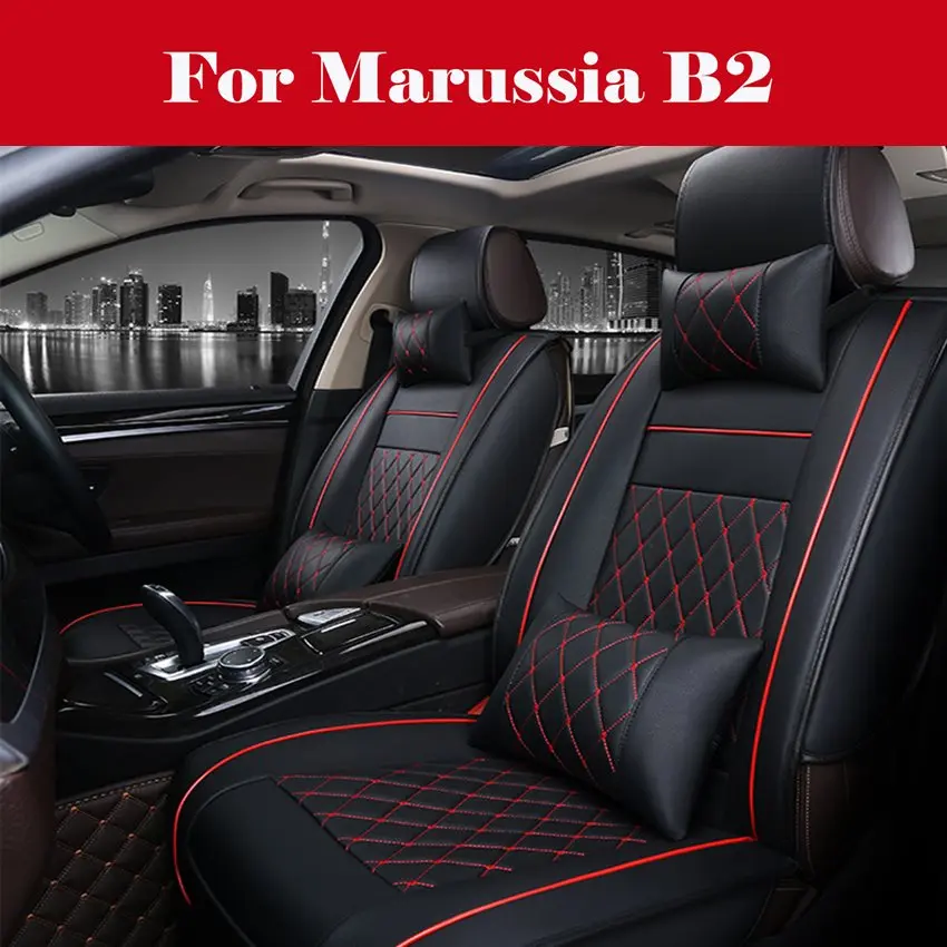 

Luxury Car Seat Cover 100% PU Leather 5 Seats Front+Rear SUV Cushions Universal Seat cushion For Marussia B2