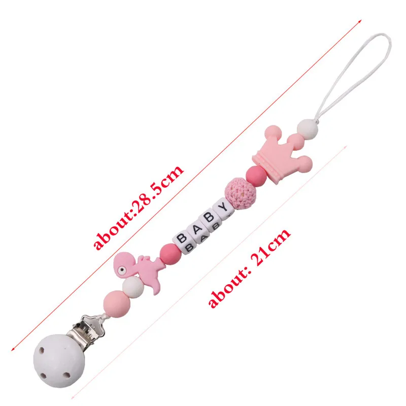 

Silicone Round Beads Cartoon Dinosaur Pacifier Clip Chain Strap Cute Dummy Nipple Leash Strap for Infant Toddler Newborn Feeding