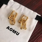 Женские длинные серьги-подвески AOMU, из латуни и золота в форме буквы U, с толстыми звеньями, ювелирные украшения в стиле знаменитостей, 2021