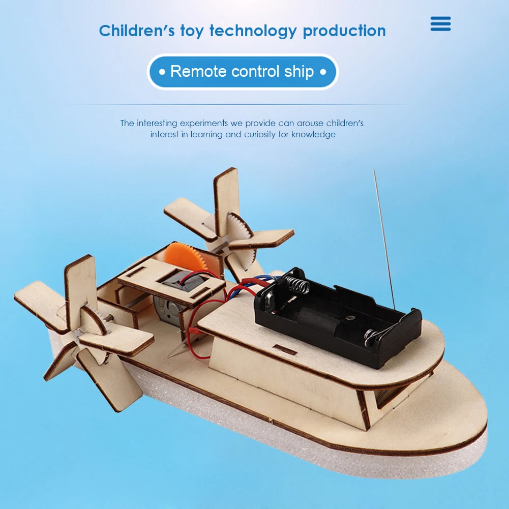 

Students DIY Paddle Wheel Ship Assembling Model Remote Control Educational Toys Material Kits Kids Educational Toys