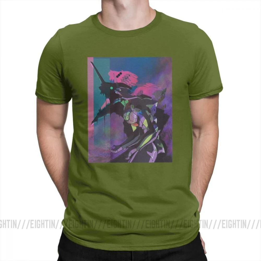 Evangelion Vapor единица 01 Повседневная футболка мужская одежда с короткими рукавами белая футболка из хлопка с круглым вырезом - Цвет: Армейский зеленый