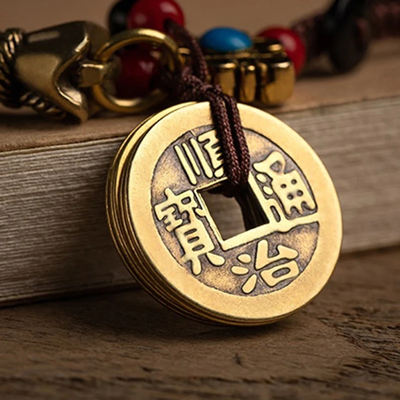 2 шт. ручной работы веревка счастливый фэн шуй подвесной винтажный латунный