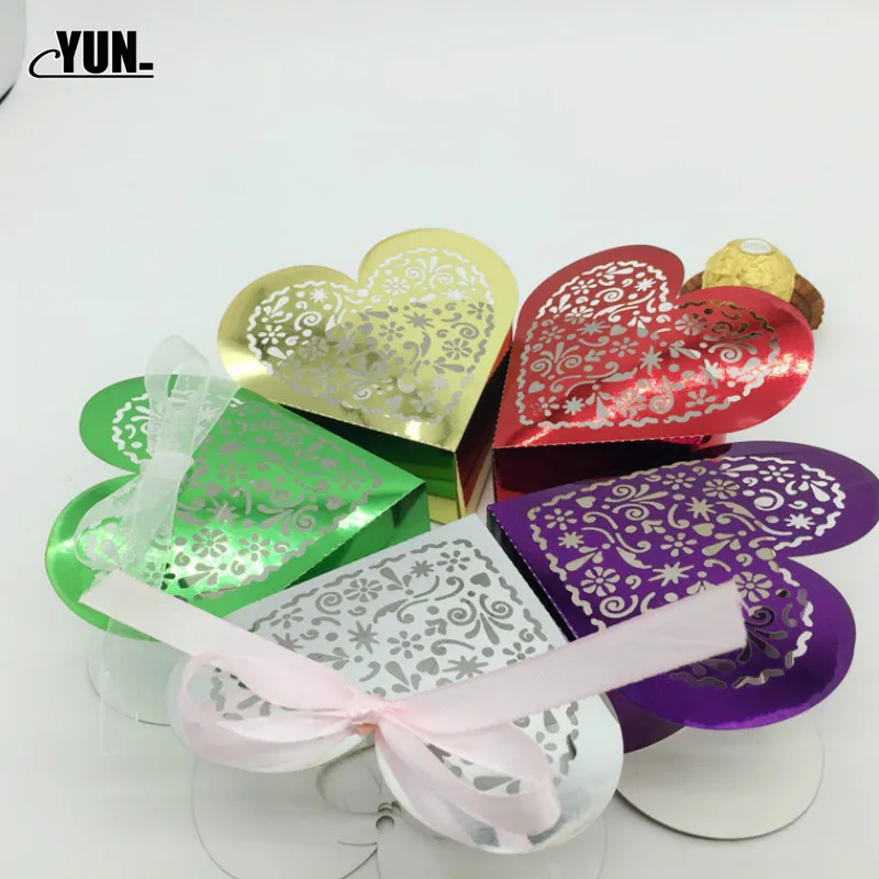50/10 шт. выдалбливают любящее сердце лазерная резка Бумага конфеты Коробки
