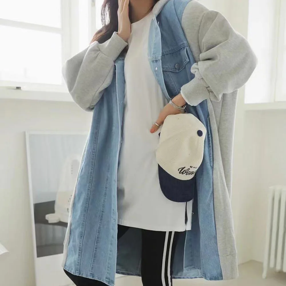 

Женский длинный кардиган с капюшоном, повседневный однотонный свободный однобортный Кардиган в стиле минимализма с длинным рукавом и капю...