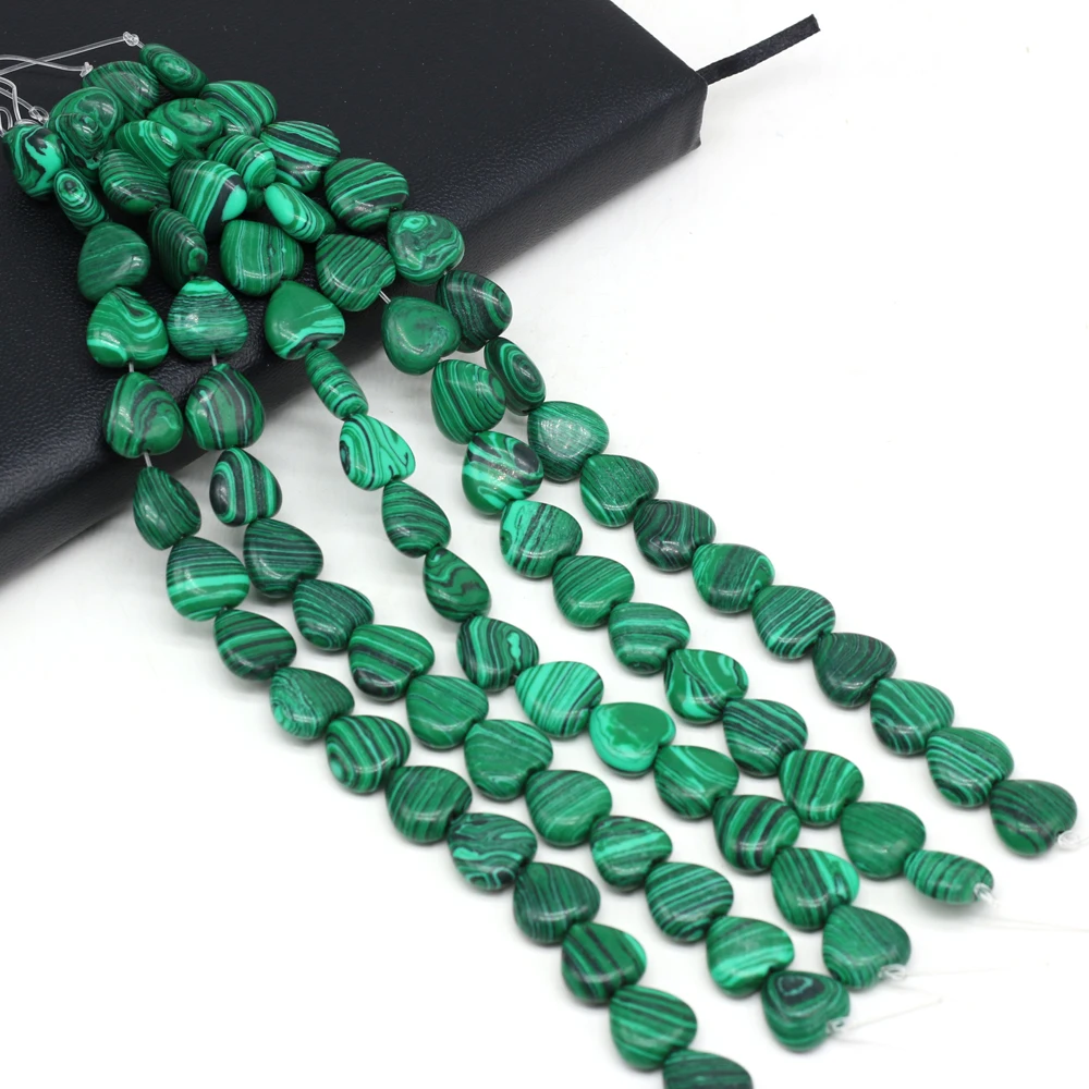 

14pcs Natural Agates Stone Beaded Heart Shape Malachite Loose Beads Fit Women DIY Jewelry Bracelets Necklaces