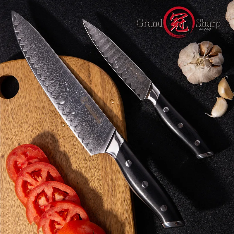 GRANDSHARP 2 шт. ножи профессиональный поварской Набор ножей 67 слоев vg10 японский