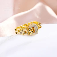 design feel belt buckle chain shape gold adjustable rings for woman korean fashion jewelry party girl finger luxury set rings