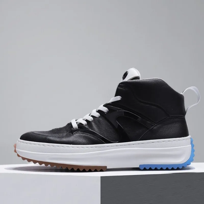 Кроссовки мужские из натуральной воловьей кожи на платформе шнуровке - купить по