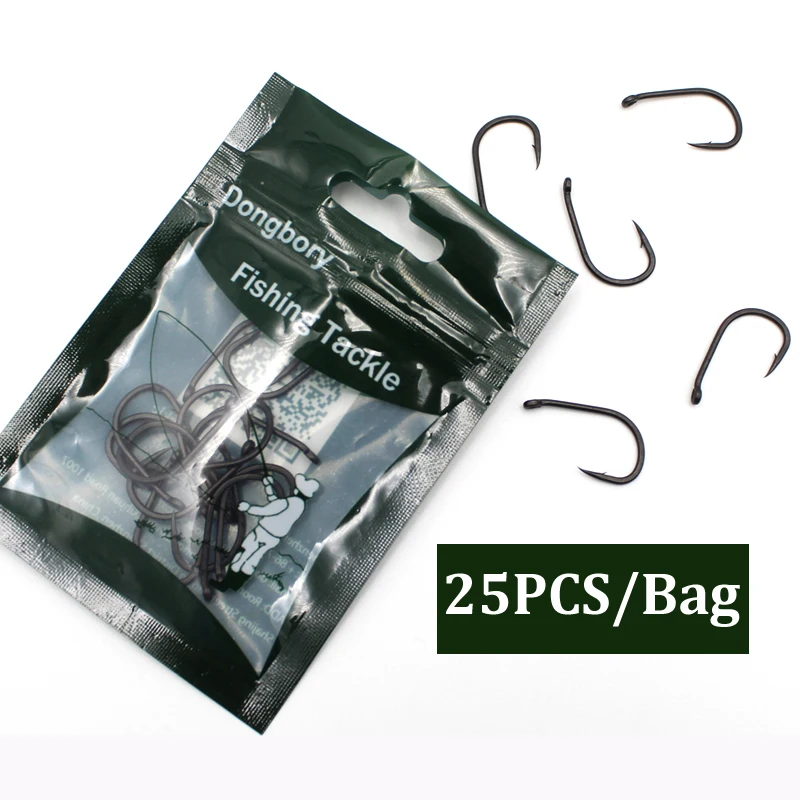 25 шт. кривая крючок для ловли карпа с высоким содержанием углерода Сталь
