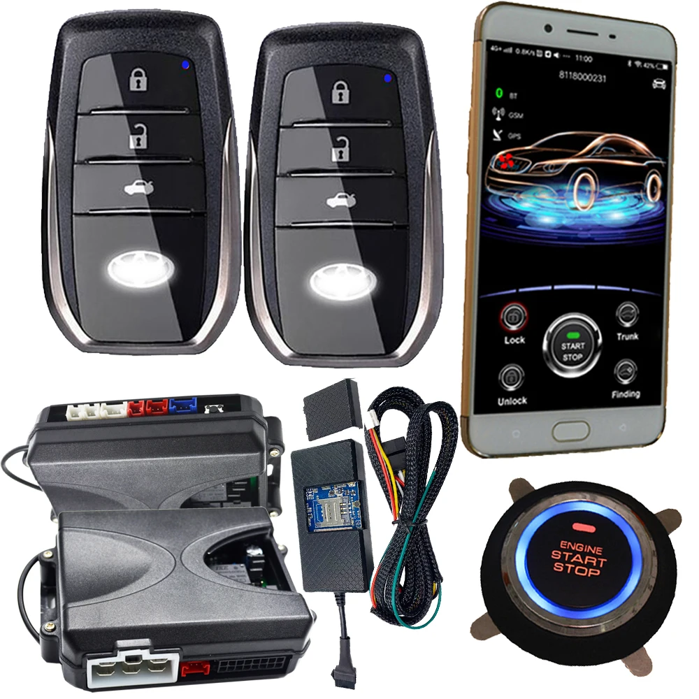 Cardot 2g gps gsm pke push start stop дистанционный стартовый двигатель умный пассивный Автосигнализация без ключа