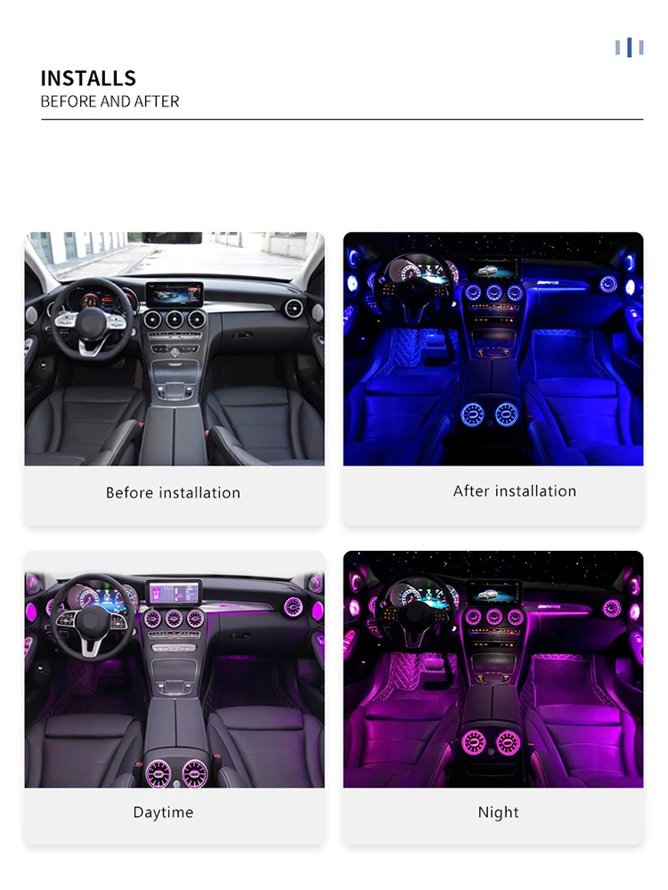 

Suitable for Mercedes-Benz multi-color atmosphere light GLC/260l/200l/e300l/E/S/C/A/B class turbine air outlet modification