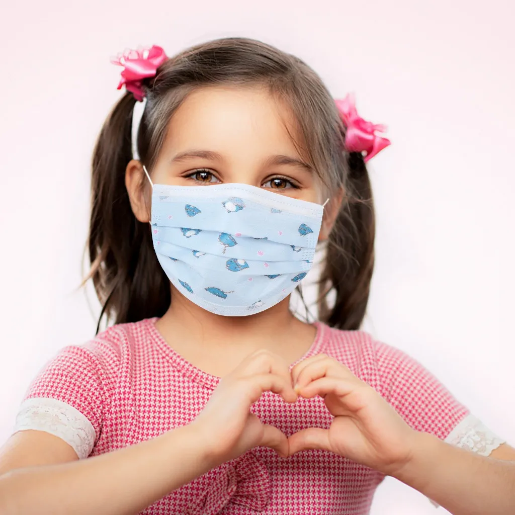 

5 Patterns Of 50PC Mask Face Mask Children's Printed disposable face mask for kids Breathable Face Cover mascarillas