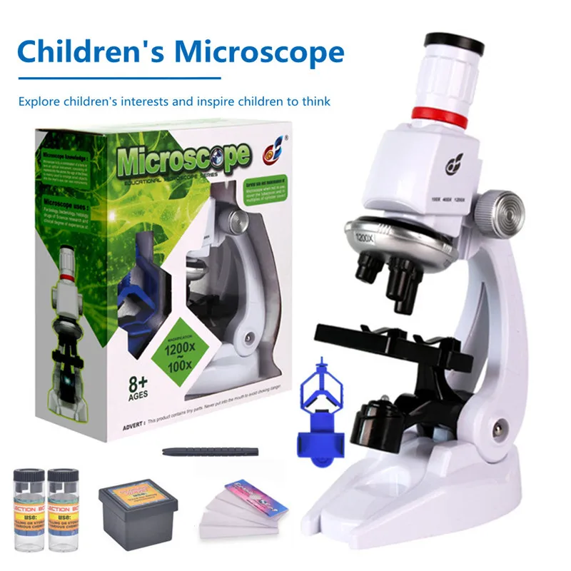 

100X-400X-1200X Microscope Kit Laboratory Biological Microscope LED Home School Science Educational Toy Children Gift