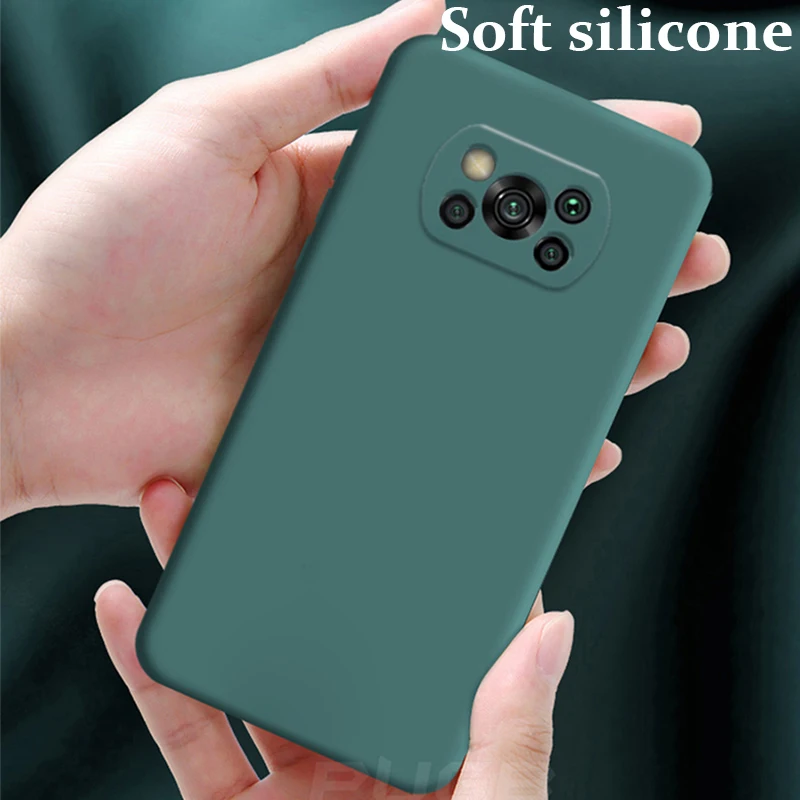 

Original Shockproof Soft Liquid Silicone Phone Case for Xiaomi POCO X3 NFC X 3 M3 F2 Pro F3 Cloth Lining Camera Protection Cover