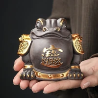 purple clay gold toad tea pet lucky ornaments hand made gold tea play tea tray tea ceremony accessories