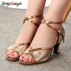 туфли для танцев;Dames schoenженская танцевальная обувь; бальные туфли для латинских танцев; женская обувь для танго; свадебные туфли с открытым носком на высоком каблуке 5,5 см; цвет золотистый, серебристый