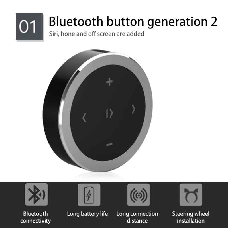 

Wireless Bluetooth-compatible Controller Media Steering Wheel Remote Control Mp3 Music Play For Android IOS Smartphone Control
