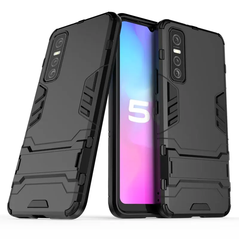 

Shockproof Case For Vivo Y73s Magnetic Metal Finger Ring Case For Vivo Y73s Silicone Hard PC Armor Heavy Protection Back Covers