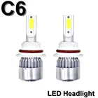 Лампа с двумя светодиодами C6, автомобильная головная лампа H4, H7, светодиодная лампа 6000K, чистый белый цвет, H1, H3, H11, 9006, 9004, Автомобильные светодиодные лампы Canbus, мини-противотуманный светильник