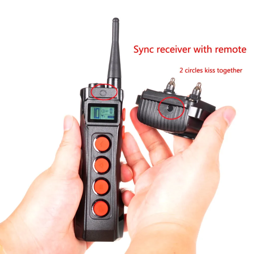 

Free Shipping Dog Shock Collar At-919c-1 Rechargeable Remote Control Dog Training Collar 1000m Range With Lcd Display