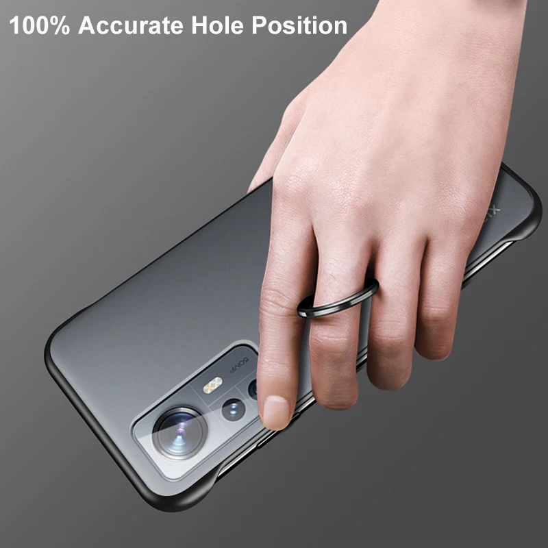 frameless ring phone case for xiaomi mi 12 pro 12x 11i civi mi12 poco f3 f2 m4 pro 5g matte pc cover case for redmi k40 k50 pro free global shipping