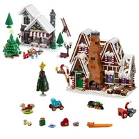 christmas theme 10267 gingerbread house building block diy model winter village toy shop 10249 bricks toys for child xmas gifts