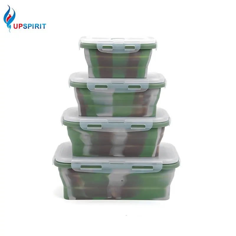 UPSPIRIT силиконовый Ланч-бокс, складная коробка Bento, контейнер для хранения продуктов с микробовавой, уличный ланчбокс для пикника, упакованный ланчбокс для детей и взрослых