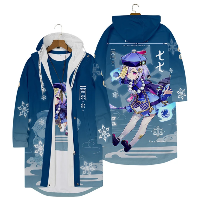 

Game Genshin Impact ZhongLi Cosplay Costume Sweater QiQi Xiao Hoodies Sweatshirt Long sleeve coat suits Jacket With hood Cosplay