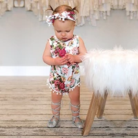 floral baby bodysuit 2 pcs set cotton baby girl rompers summer sleeveless o neck infant bodysuit toddler clothes 3 12 months