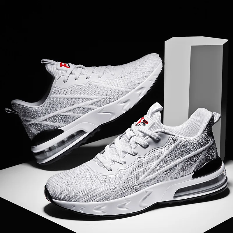 

Men sneakers new air cushion running shoes fashion casual outdoor sports elastic breathable fly woven mesh summer style