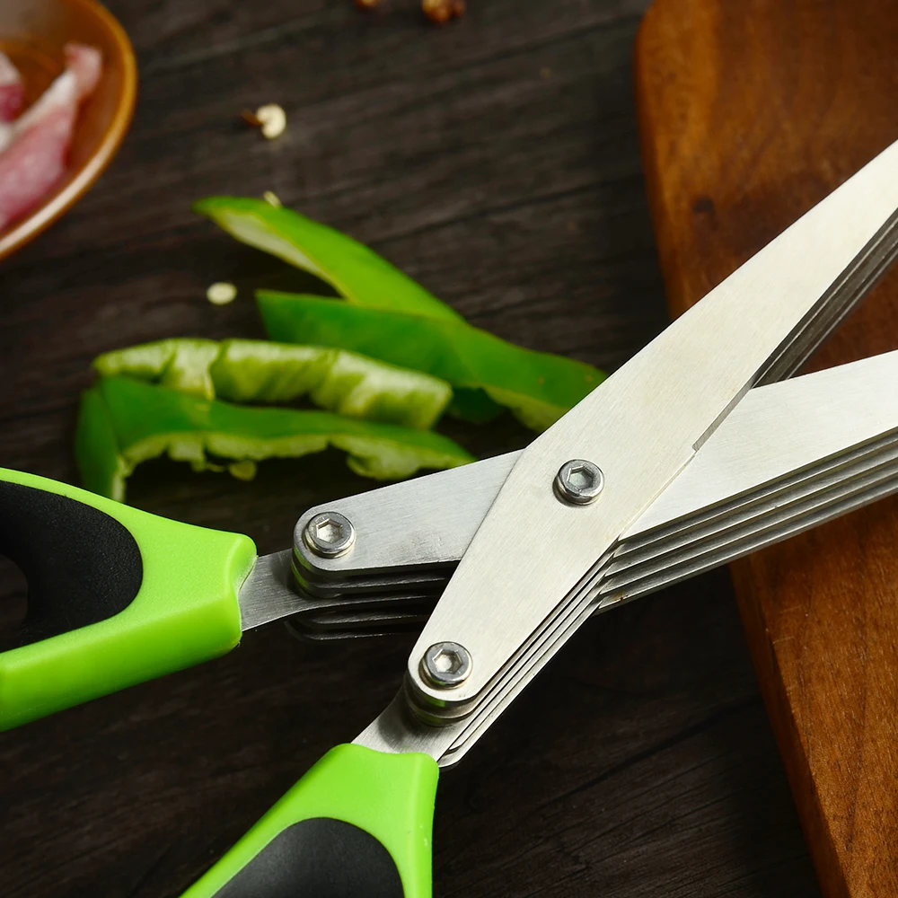Кухонные ножницы для трав сверхмощный резак 5 лезвий кухонные из нержавеющей