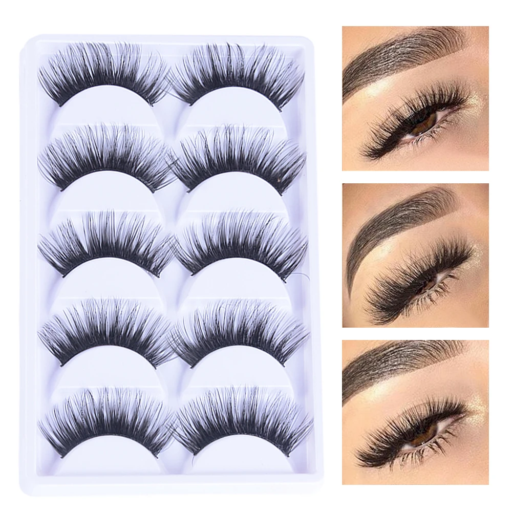5 пар многоразовых норковых волос толстые ресницы для глаз Объемные Накладные